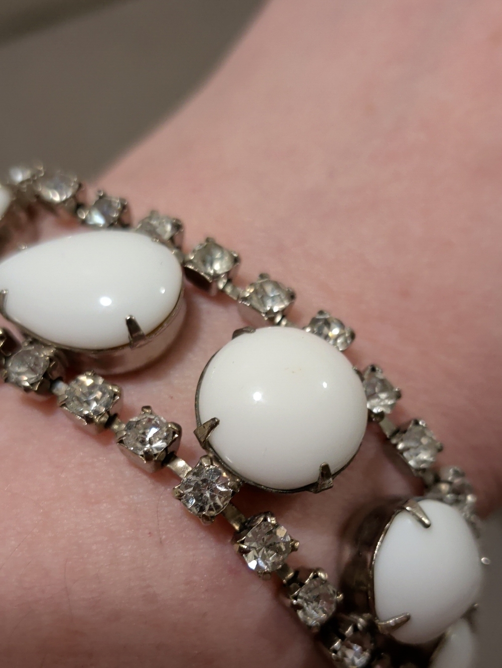 White Crystal Statement Bracelet - Women's Accessories